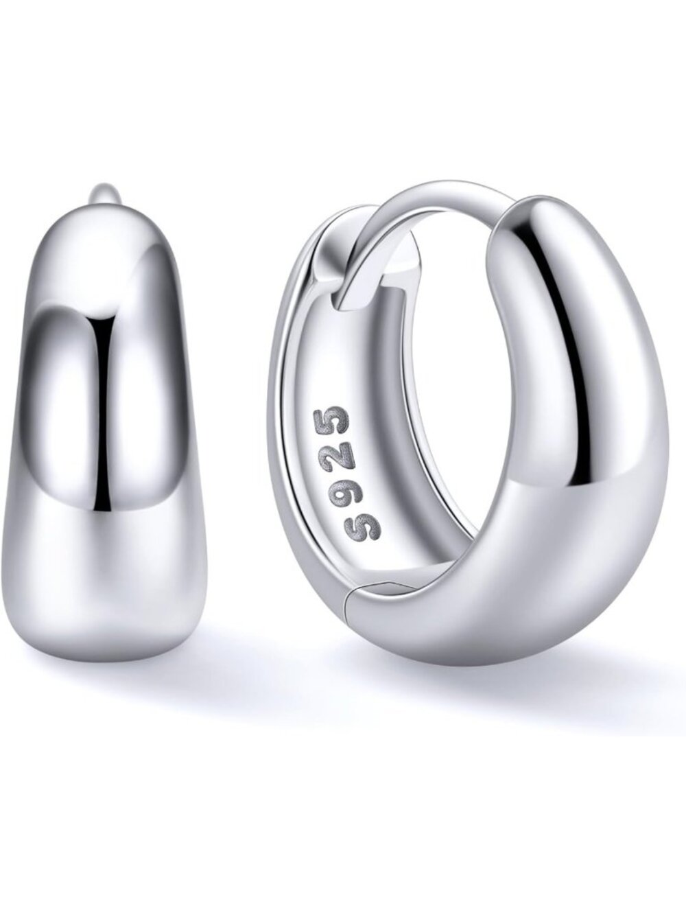 Stylish Solid 925 Sterling Silver Chunky Hoop Earrings for Women, 8-14MM